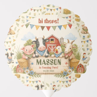 Rustic Barnyard 2nd Birthday kids Party Balloon