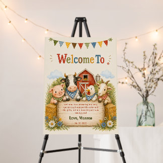 Rustic Barnyard 2nd Birthday kids Party Foam Board