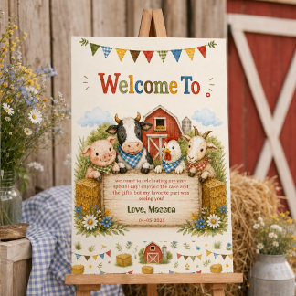 Rustic Barnyard 2nd Birthday kids Party Foam Board