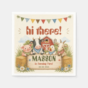 Rustic Barnyard 2nd Birthday kids Party Napkins