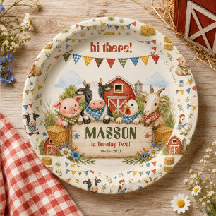 Rustic Barnyard 2nd Birthday kids Party Paper Plates