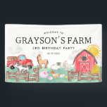 Rustic Barnyard Animals Kids Farm Birthday Welcome Banner<br><div class="desc">Cute Watercolor Rustic Barnyard Animals Kids Farm Birthday Welcome Sign</div>