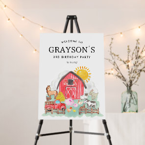 Rustic Barnyard Animals Kids Farm Birthday Welcome Foam Board