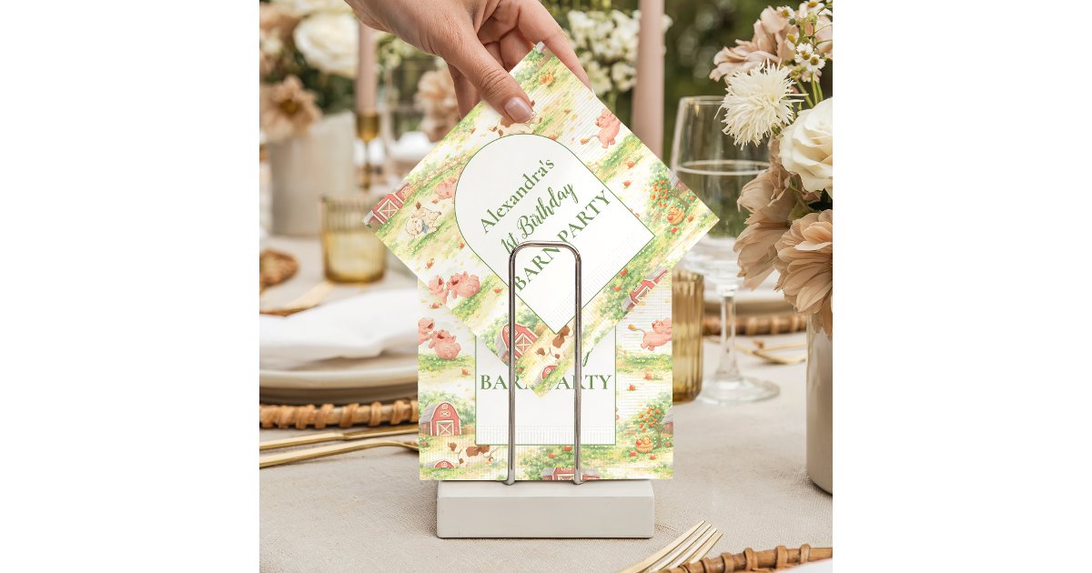 Rustic Barnyard Farm Animals 1st Birthday Napkins | Zazzle