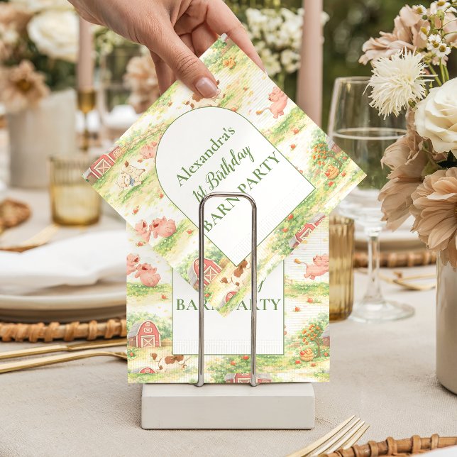 Rustic Barnyard Farm Animals 1st Birthday Napkins (Creator Uploaded)