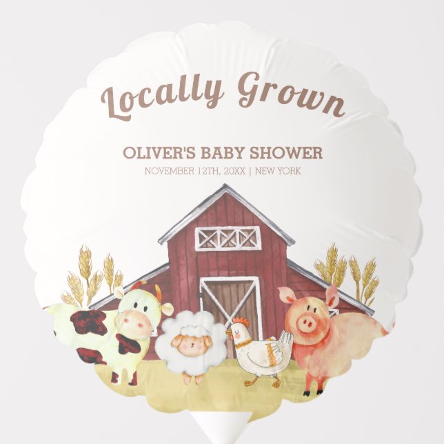 Rustic Barnyard Farm Animals Baby Shower Balloon (Front)