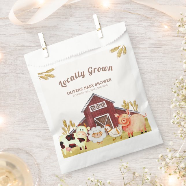 Rustic Barnyard Farm Animals Baby Shower Favor Bag (Clipped)