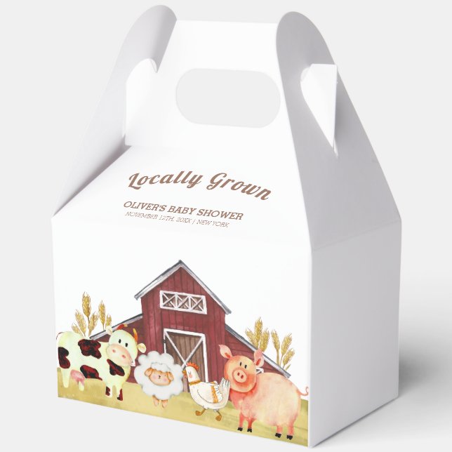 Rustic Barnyard Farm Animals Baby Shower Favor Boxes (Back)