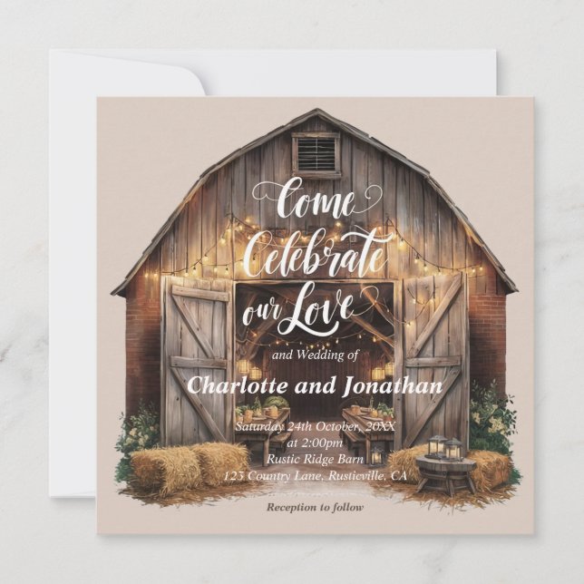 Rustic Barnyard Wedding Invitation (Front)