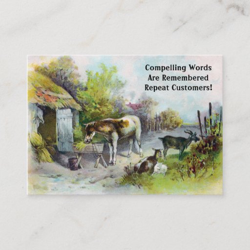 Customizable Rustic Barnyard with Horse and Goats Business Card