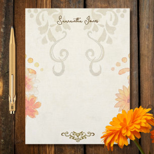 Rustic Baroque Floral Mexican Sacred Heart Letterhead