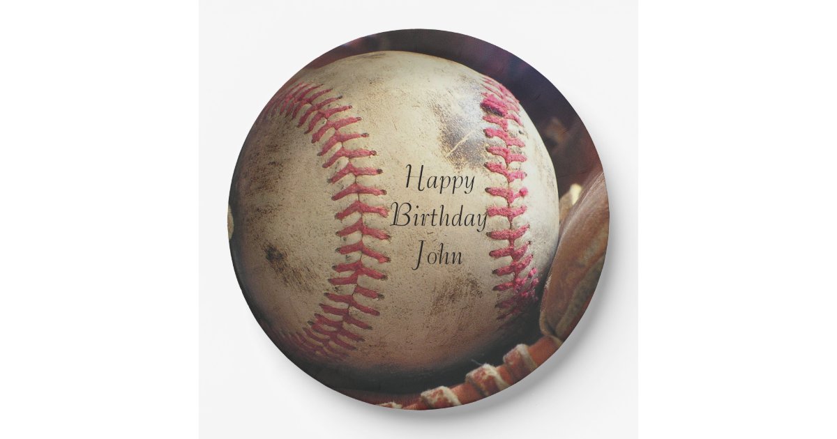 Rustic Baseball Happy Birthday Name Plates Zazzle