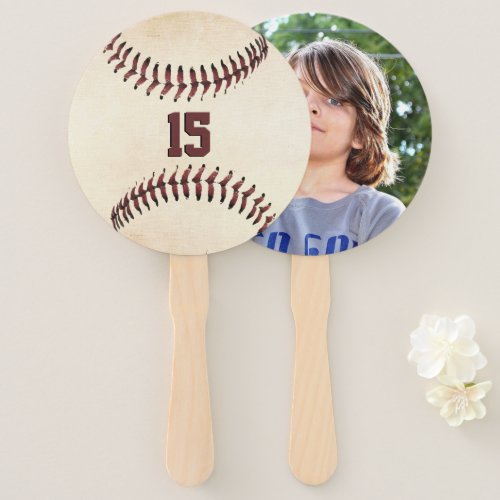 Rustic Baseball Strings Custom Photo Hand Fan