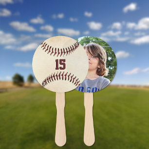 Rustic Baseball Strings Custom Photo Hand Fan