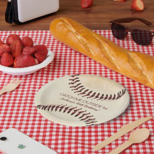 Rustic Baseball Strings Party Paper Plates