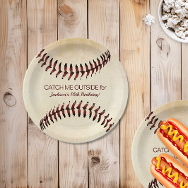 Rustic Baseball Strings Party Paper Plates