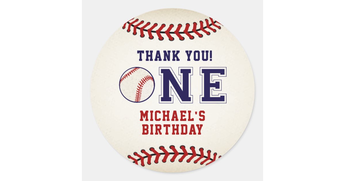 Rustic Baseball Thank You Classic Round Sticker | Zazzle