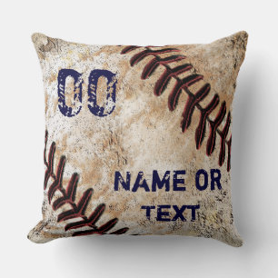 Rustic Baseball Throw Pillow, Personalized Pillow