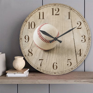 Rustic Baseball Vintage Farmhouse Sports Decor  Large Clock