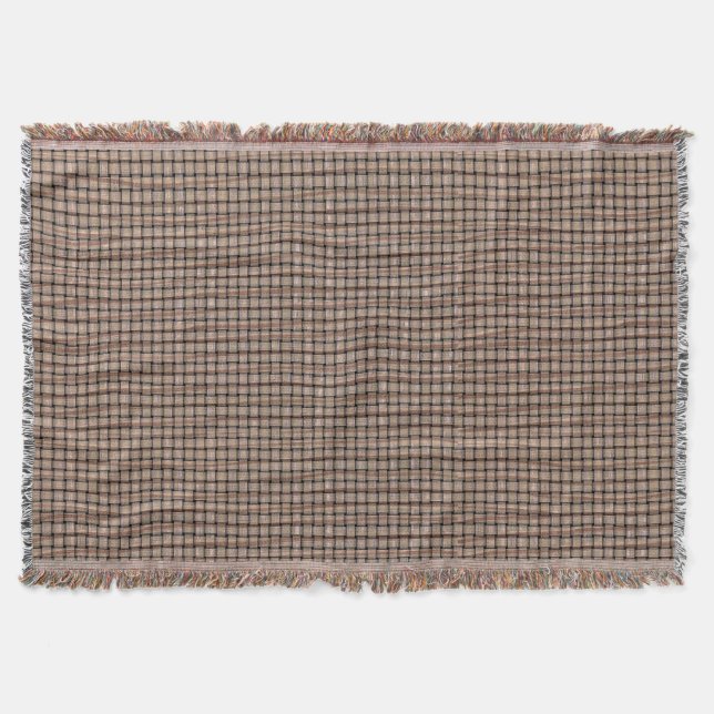 Rustic Basket Weave Pattern Brown Tan Blankets (Front)