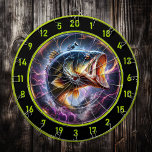 Rustic Bass Art for Game Lovers Dart Board<br><div class="desc">1. Introducing the ultimate conversation starter for your man cave or hunting fishing lodge: a unique dart board featuring a striking big mouth bass design. This eclectic piece combines the thrill of dart games with the charm of the great outdoors, making it a perfect addition for fishing enthusiasts and hunters...</div>