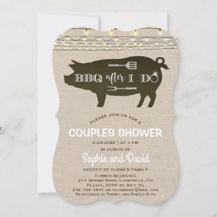 Rustic BBQ after I DO'S Linen String Lights Invitation