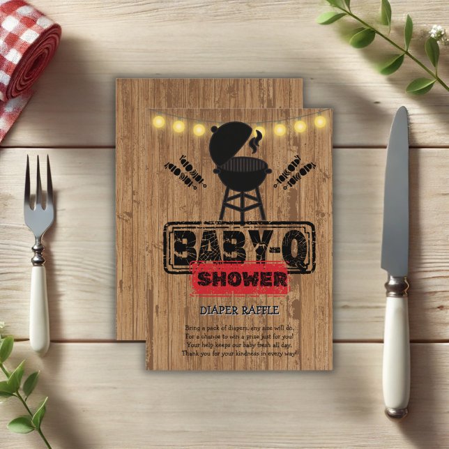 Rustic BBQ-Baby Grill Baby Shower Enclosure Card (Creator Uploaded)