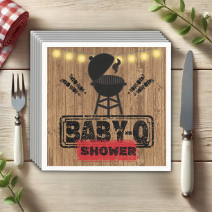 Rustic BBQ-Baby Grill Baby Shower Napkins