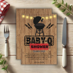 Rustic BBQ-Baby Grill Baby Shower Thank You Card