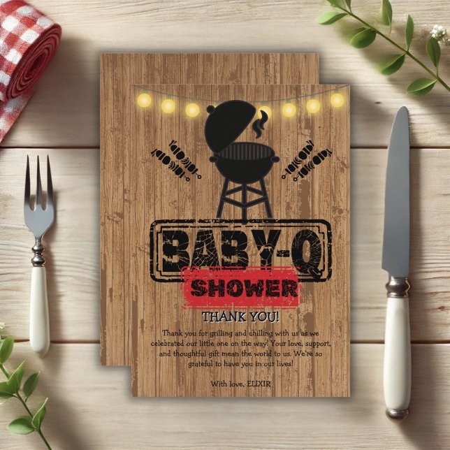 Rustic BBQ-Baby Grill Baby Shower Thank You Card (Creator Uploaded)