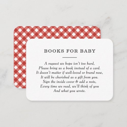  Rustic BBQ Baby Shower Books for Baby Request Enc Enclosure Card