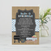 Rustic BBQ boy baby sprinkle Invitation (Standing Front)