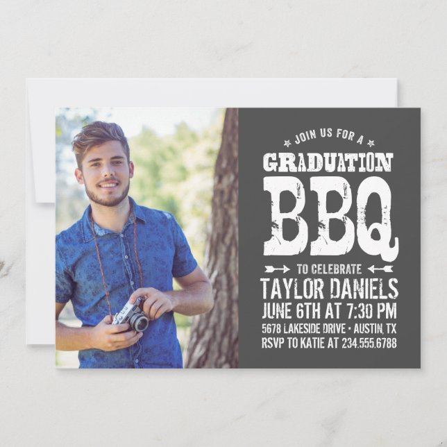 Rustic BBQ Graduation Party Invitation (Front)