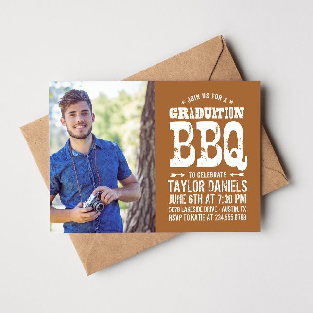 Rustic BBQ Graduation Party Invitation (Creator Uploaded)