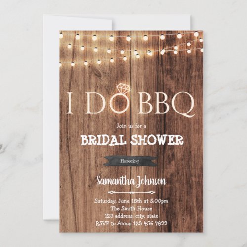 Rustic bbq I do bridal shower invitation