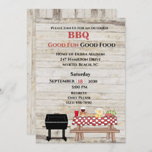 Rustic BBQ Outdoor Grill Picnic Invitation