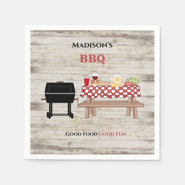 Rustic BBQ Picnic Personalized Paper  Napkins (Front)