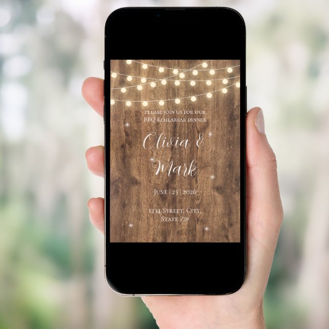 Rustic BBQ Rehearsal Dinner Invitation (Front Digital)