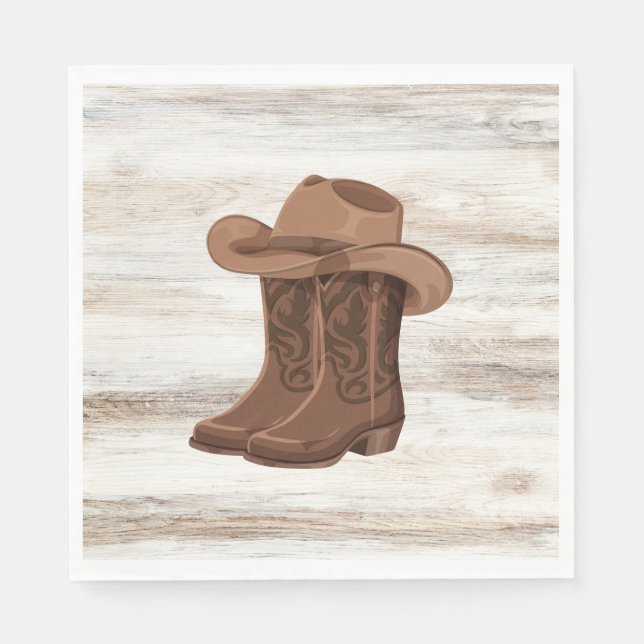 Rustic BBQ Rehearsal Dinner Napkins | Cowboys (Front)