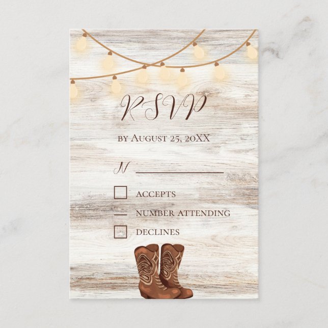 Rustic BBQ Rehearsal Dinner RSVP Card (Front)