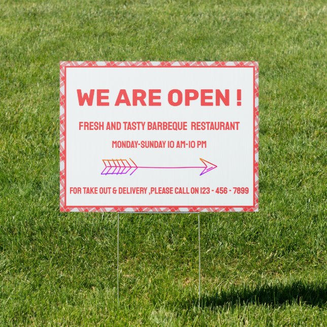 Rustic BBQ Restaurant We are Open  Sign (Insitu)