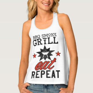 Rustic BBQ Smoke Grill EAT REPEAT Tank Top