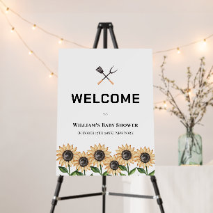 Rustic BBQ Sunflower Baby Shower Welcome Sign