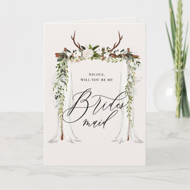 Rustic be my bridesmaid card (Front)