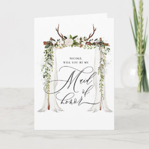 Rustic be my maid of honor card