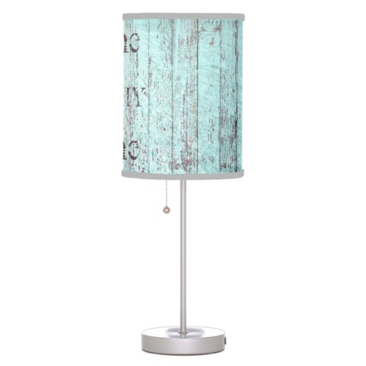 Rustic Beach Coastal Aqua Wood Table Lamp (Right)