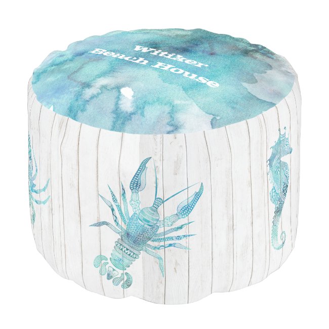 Rustic Beach Cottage Pouf Seat