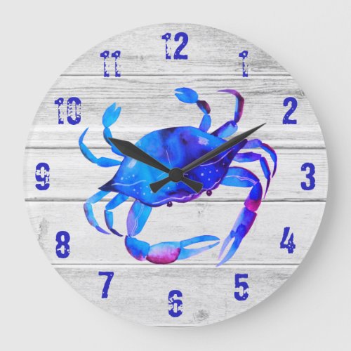 Rustic Beach Crab Coastal Large Clock