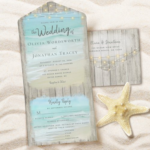 Rustic Beach Destination Wedding Menu Options All In One Invitation