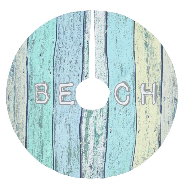 Rustic Beach Driftwood Brushed Polyester Tree Skirt (Front)
